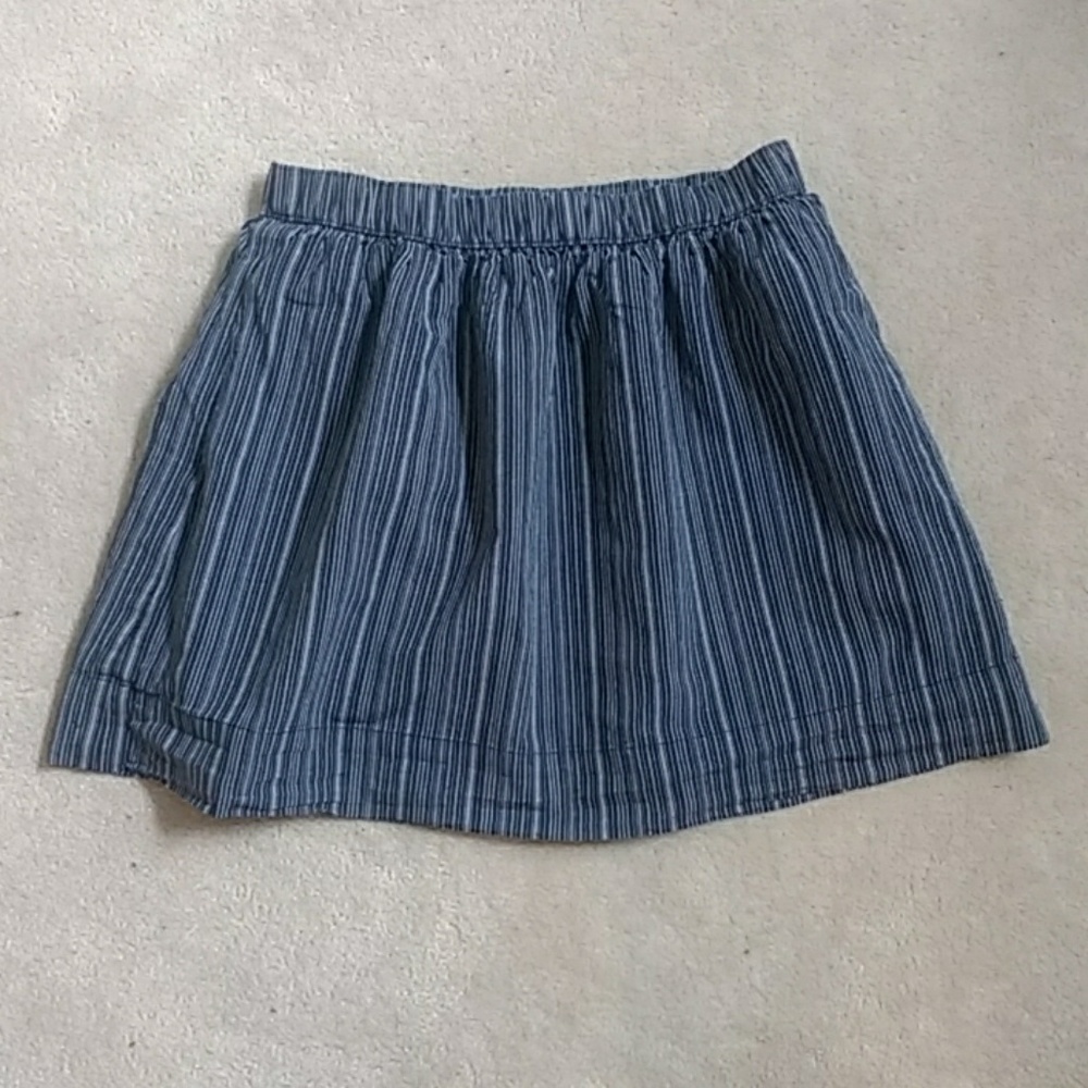 GAP Navy Blue Vertical Stripe Cotton Linen Skirt - Picture 2 of 7